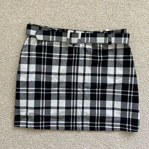 Belted Plaid Miniskirt